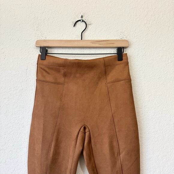 SPANX Faux Suede Legging Caramel Brown HR Ankle Shapewear Pants - Picture 6 of 12